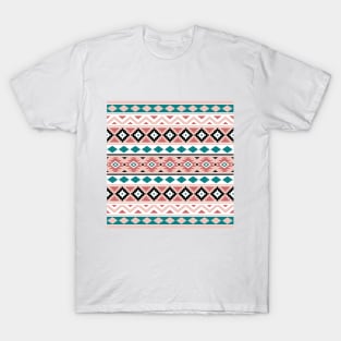 Aztec Essence IIIb Pattern Pinks Teal Black White T-Shirt